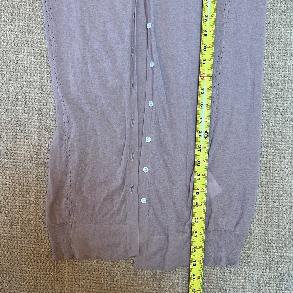 Womens Tan Long Sleeveless Lightweight Cardigan Sweater Sz L Boho Layers Neutral - Picture 5 of 8